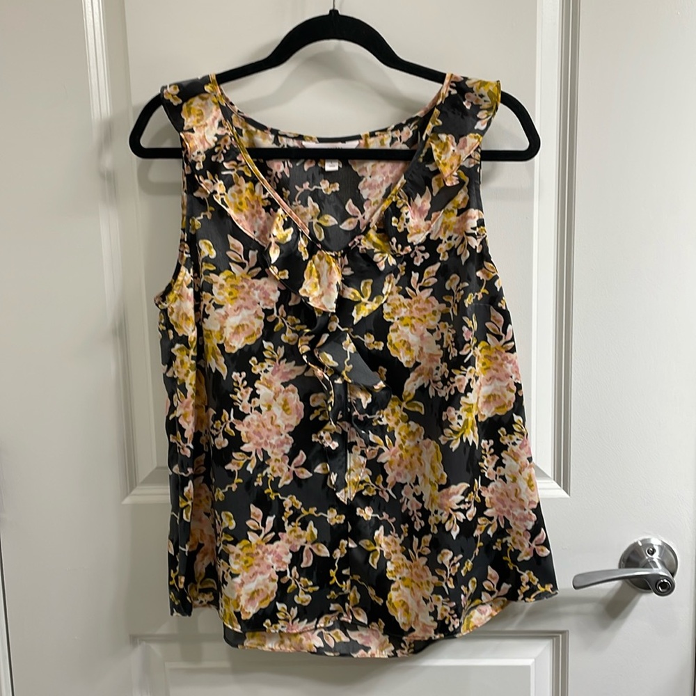NWOT LC LAUREN CONRAD Floral Camisole - Black, Pink, Yellow, White